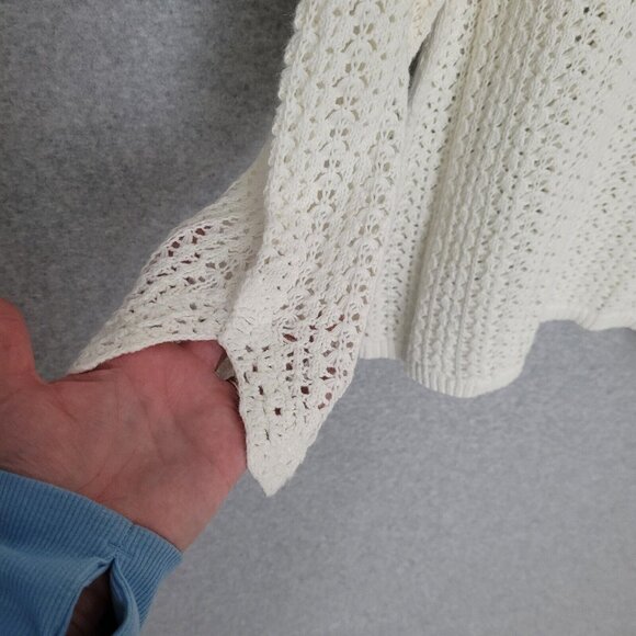 Relativity Womens Crochet Knit Sweater Top Size 1X White Cottagecore Boho NWT - Picture 8 of 16